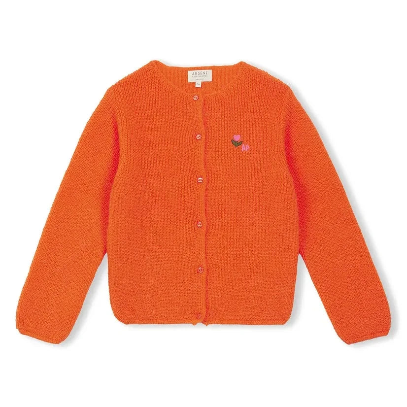 Arsène et Les Pipelettes - Wool Floral Cardigan | Orange