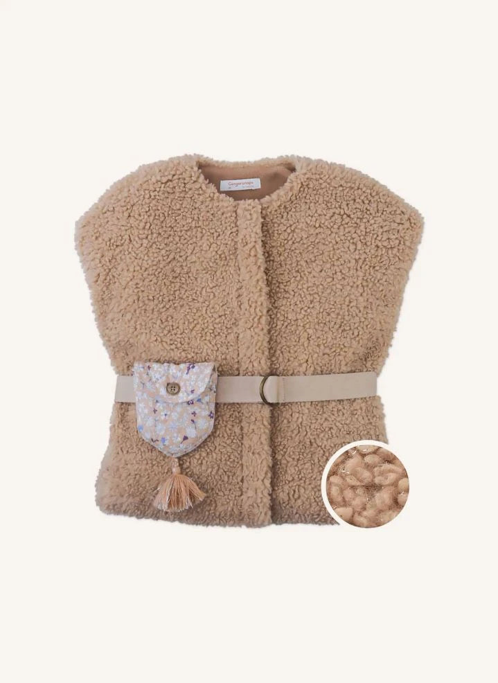 Gingersnaps - Jeanette Sleeveless Sherpa Jacket | Brown