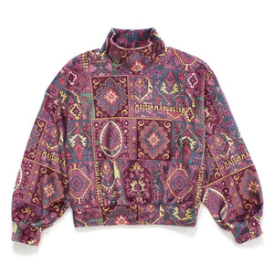 Maison Mangostan - Velvet Patchwork Mock Neck Sweatshirt | Burgundy