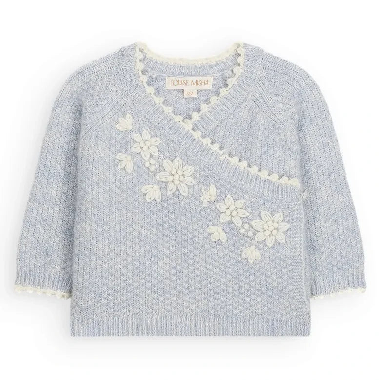 Louise Misha - Lilana Alpaca crossover top and pants set | Light blue