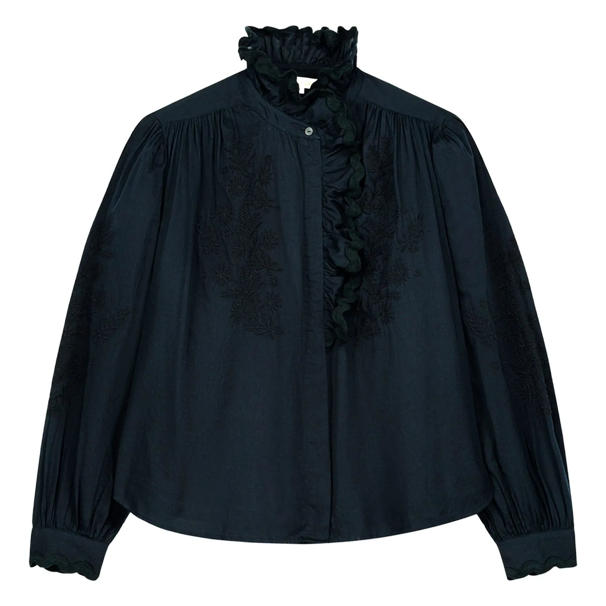 Louise Misha - Cora Organic Cotton Voile Blouse - Women's Collection | Black