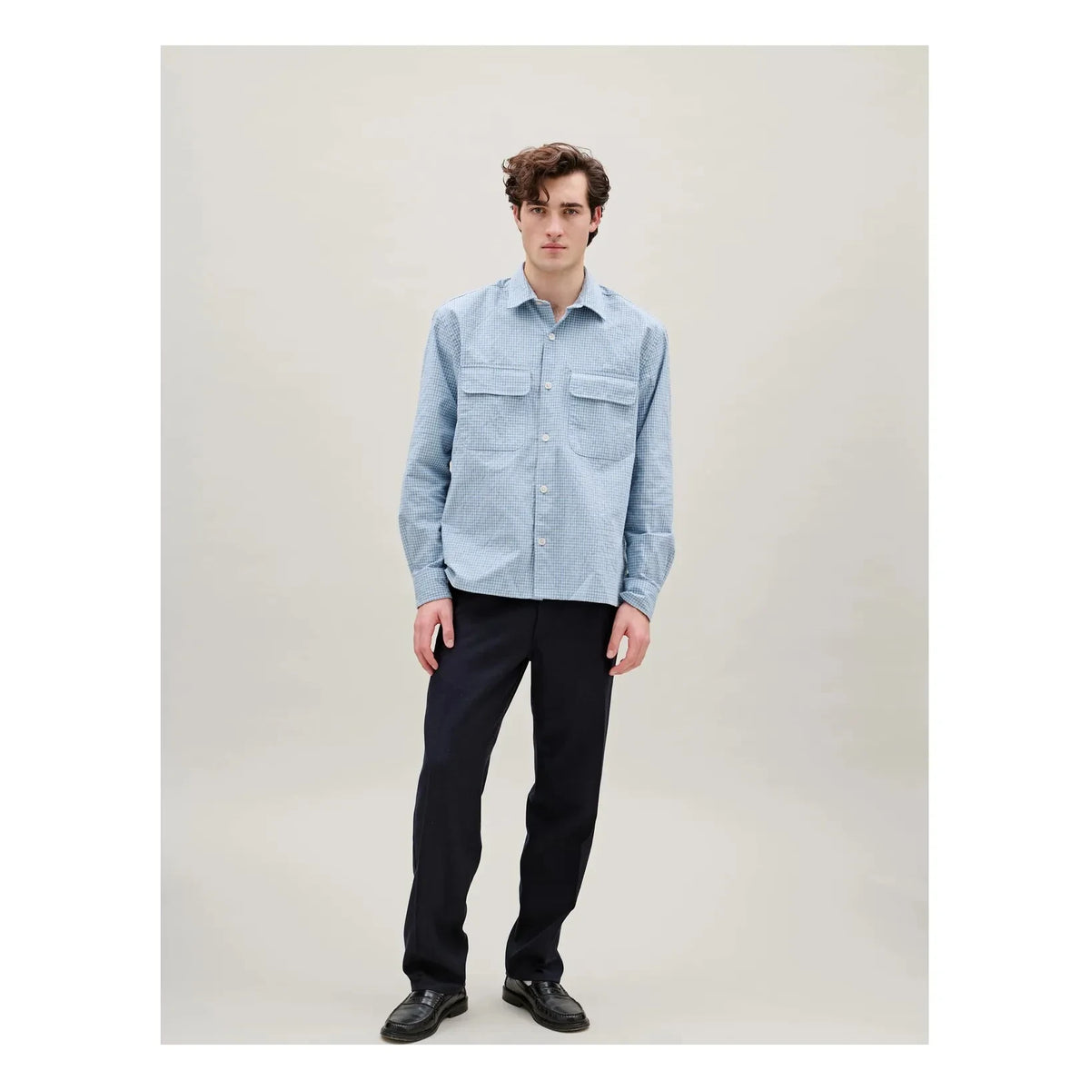 Forét - Lunar Check Overshirt | Light Blue