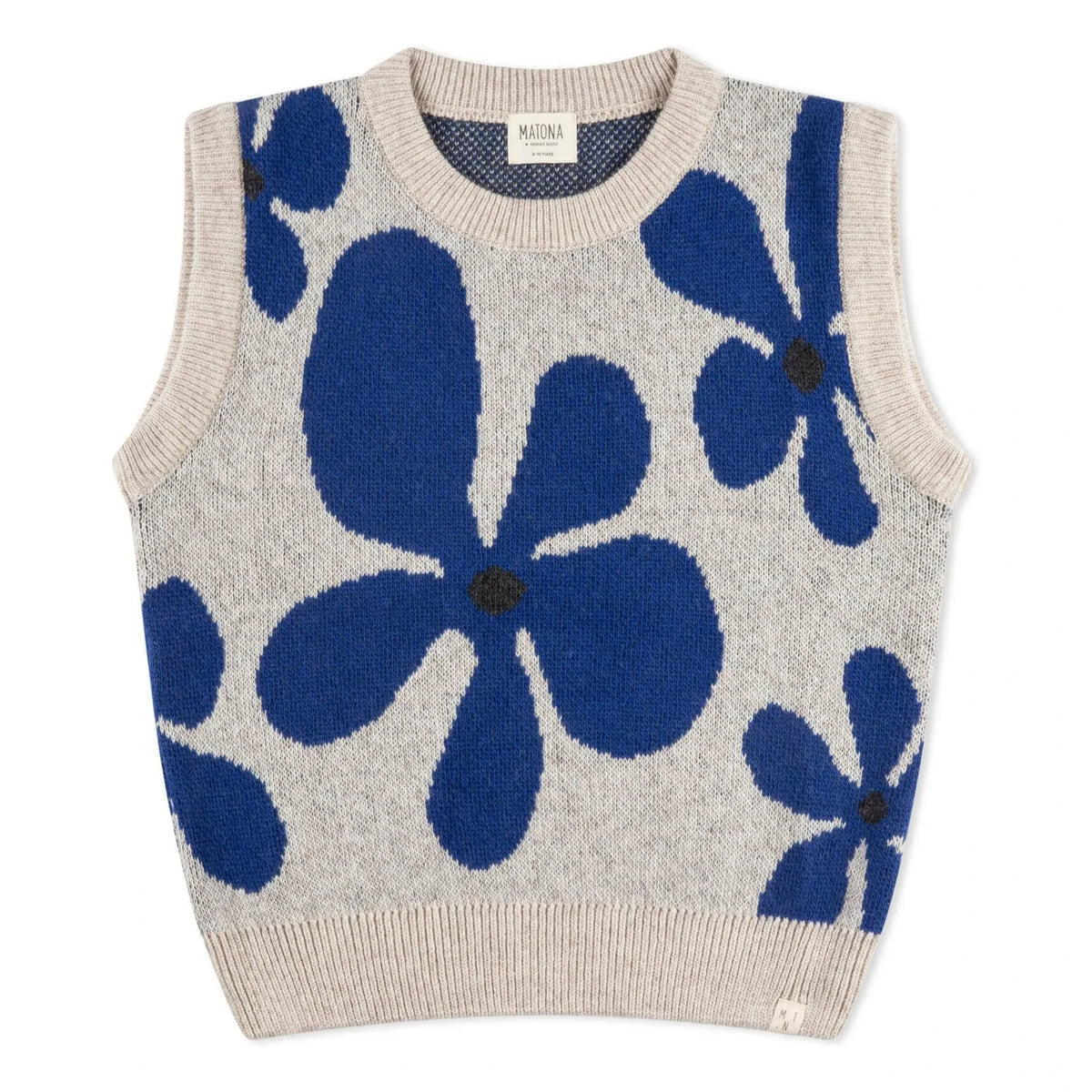 Matona - Sleeveless Wool Floral Sweater | Gray