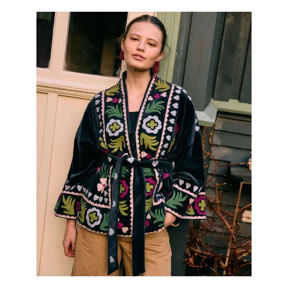 SISSEL EDELBO - Timothy Embroidered Belted Jacket | Black