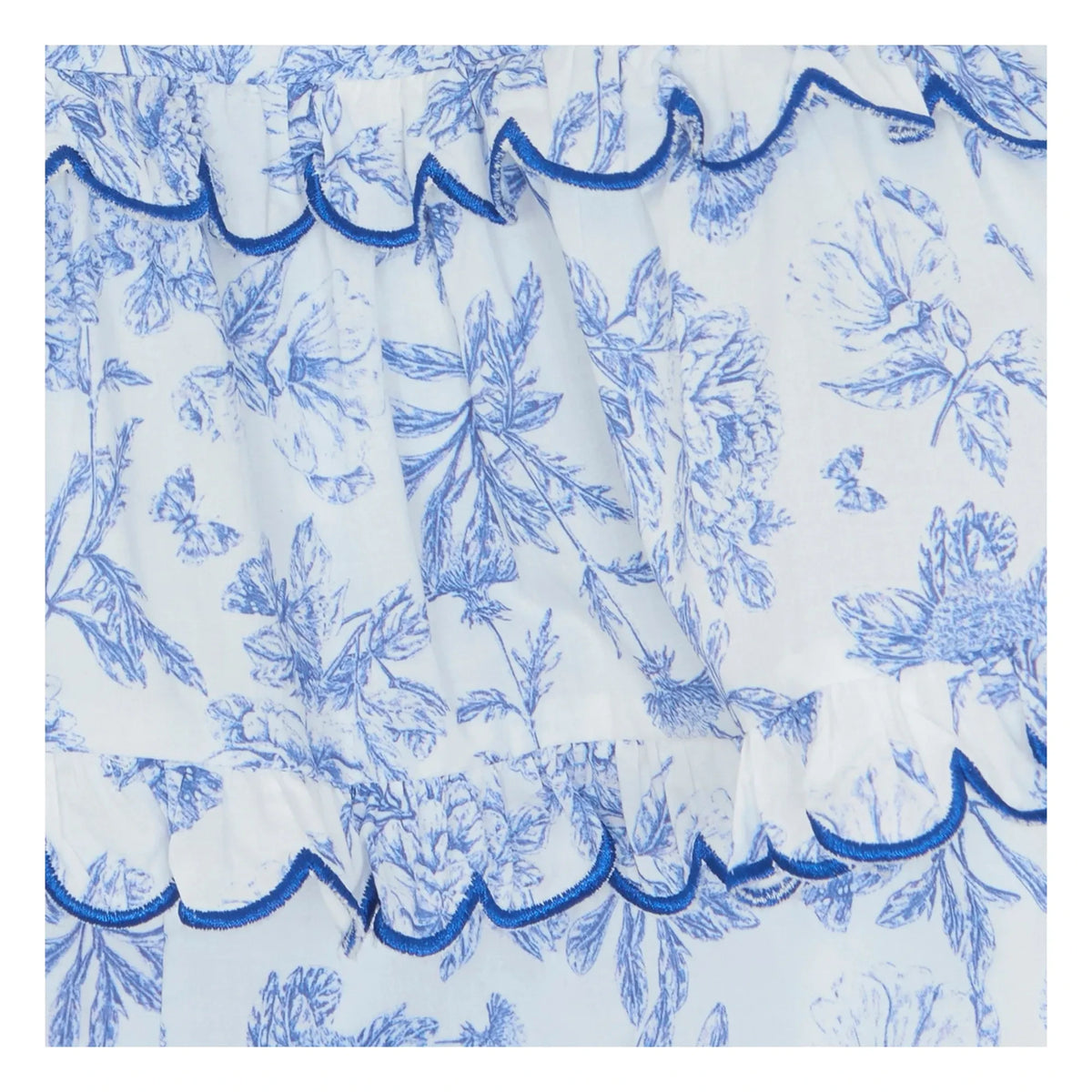 Tartine et Chocolat - Floral Pattern Bib and Shorts Set - Toile de Jouy Inspired | Electric Blue