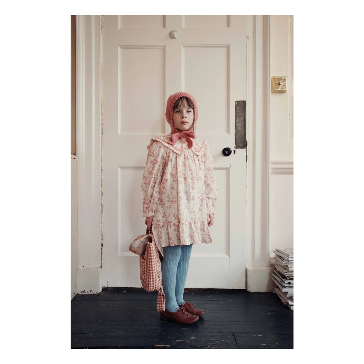 Emile et Ida - Grand Col Fleurie Organic Cotton Dress | Ecru