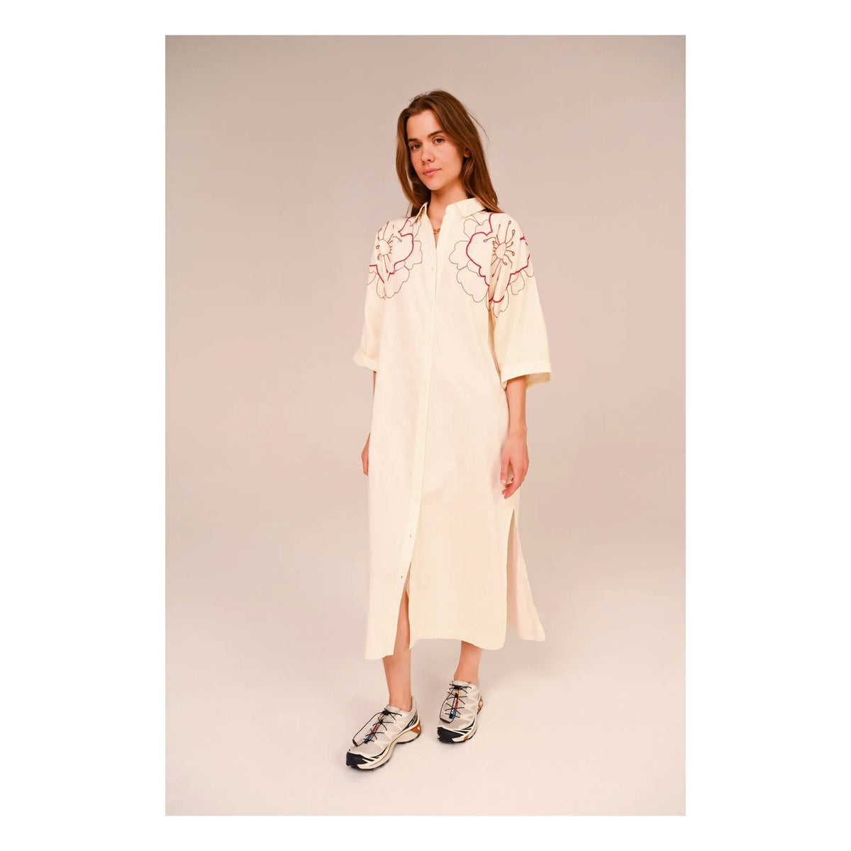 Sacrécoeur - Lou Pivoine Embroidered Cotton Voile Dress | White