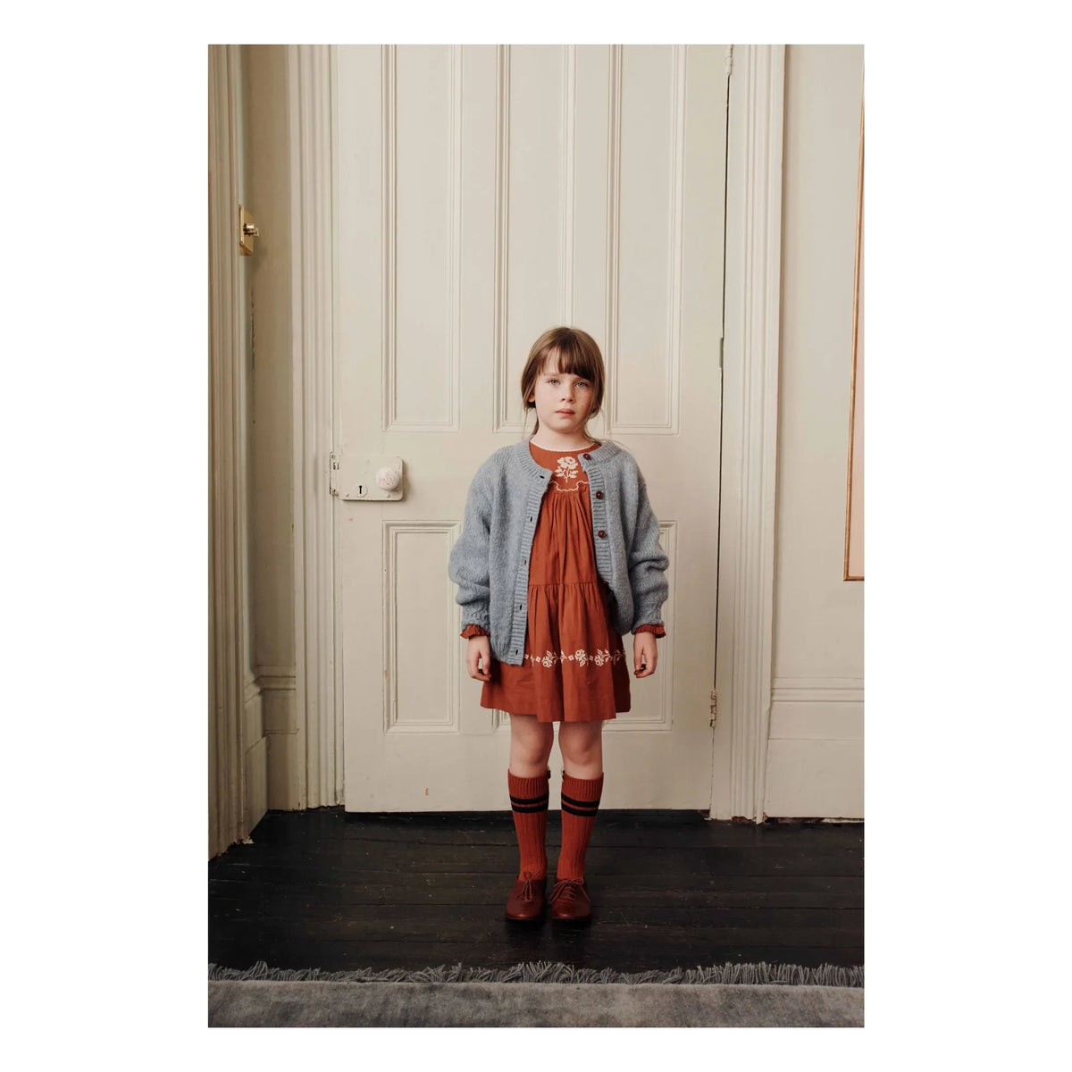 Emile et Ida - Organic Cotton Embroidered Dress | Brick Red