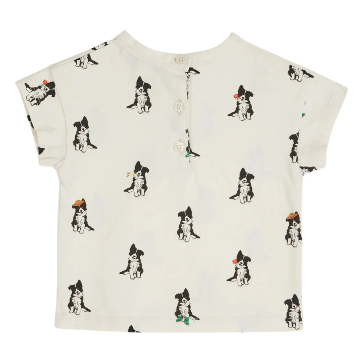 Emile et Ida - Border Collie Organic Cotton T-Shirt | Cream