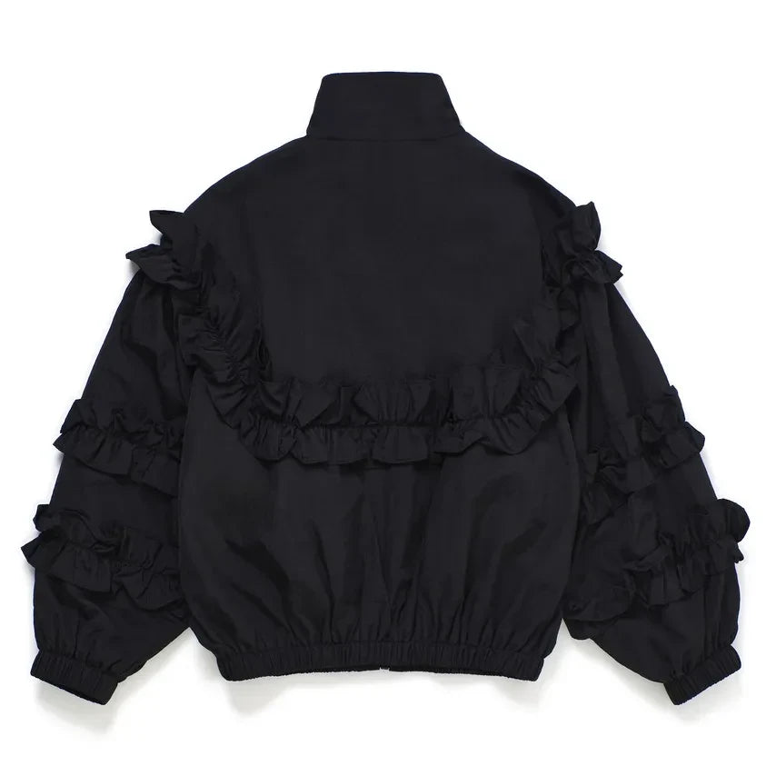 Maison Mangostan - Nylon Ruffled Jacket | Black