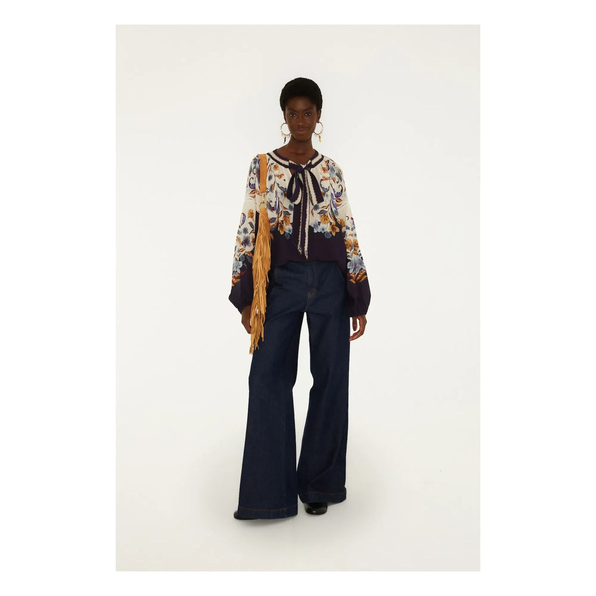 Farm Rio - Golden Nature blouse | Navy