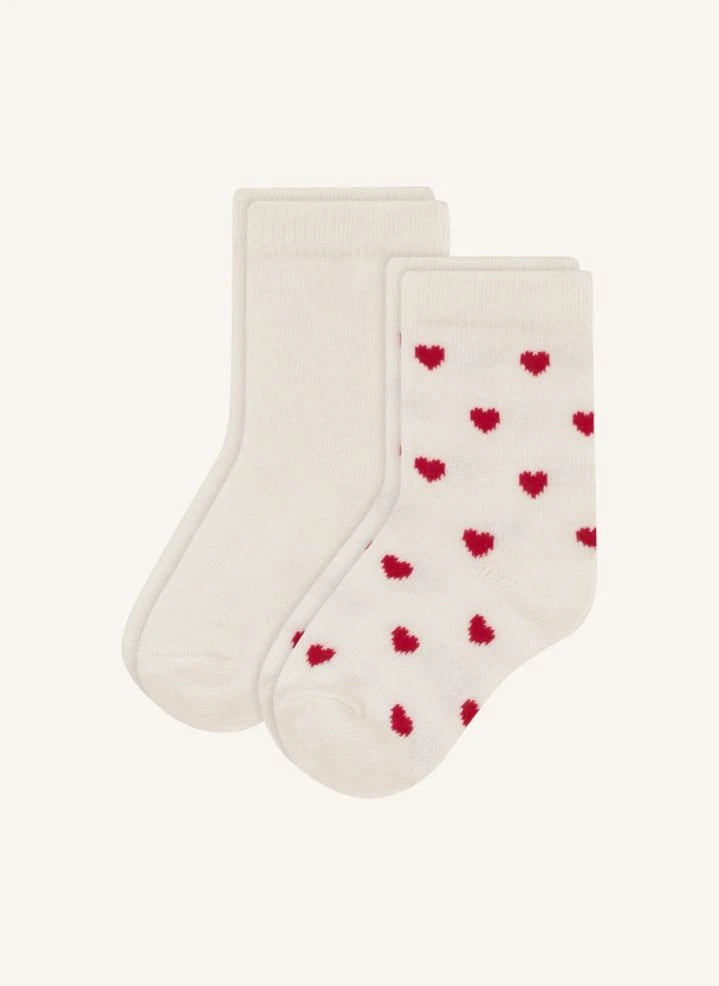 Petit Bateau - 2 Pairs of Baby Socks with Heart Pattern | Red