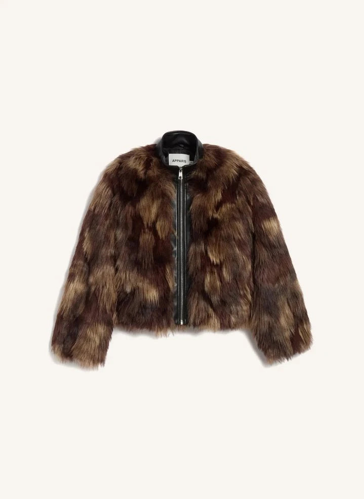 Apparis - Patchwork Bomber Jacket | Brown