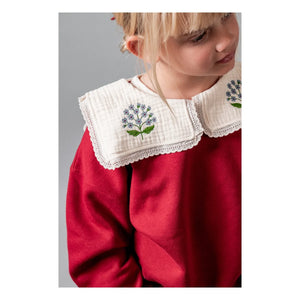 birinit - Embroidered draped collar organic cotton sweatshirt | Burgundy