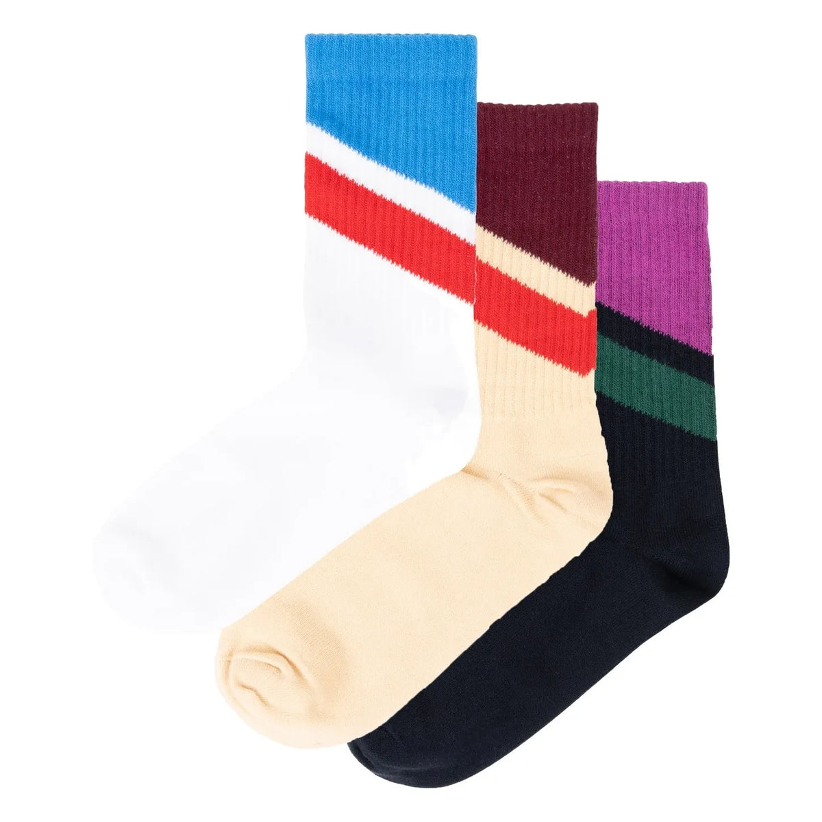 Repose AMS - Striped 3 Pair Socks Set | Ecru