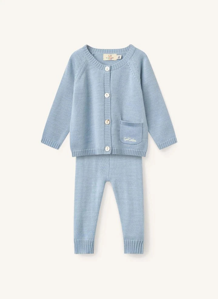 Copenhagen Colors - Merino Wool Cardigan and Leggings Set | Light Blue