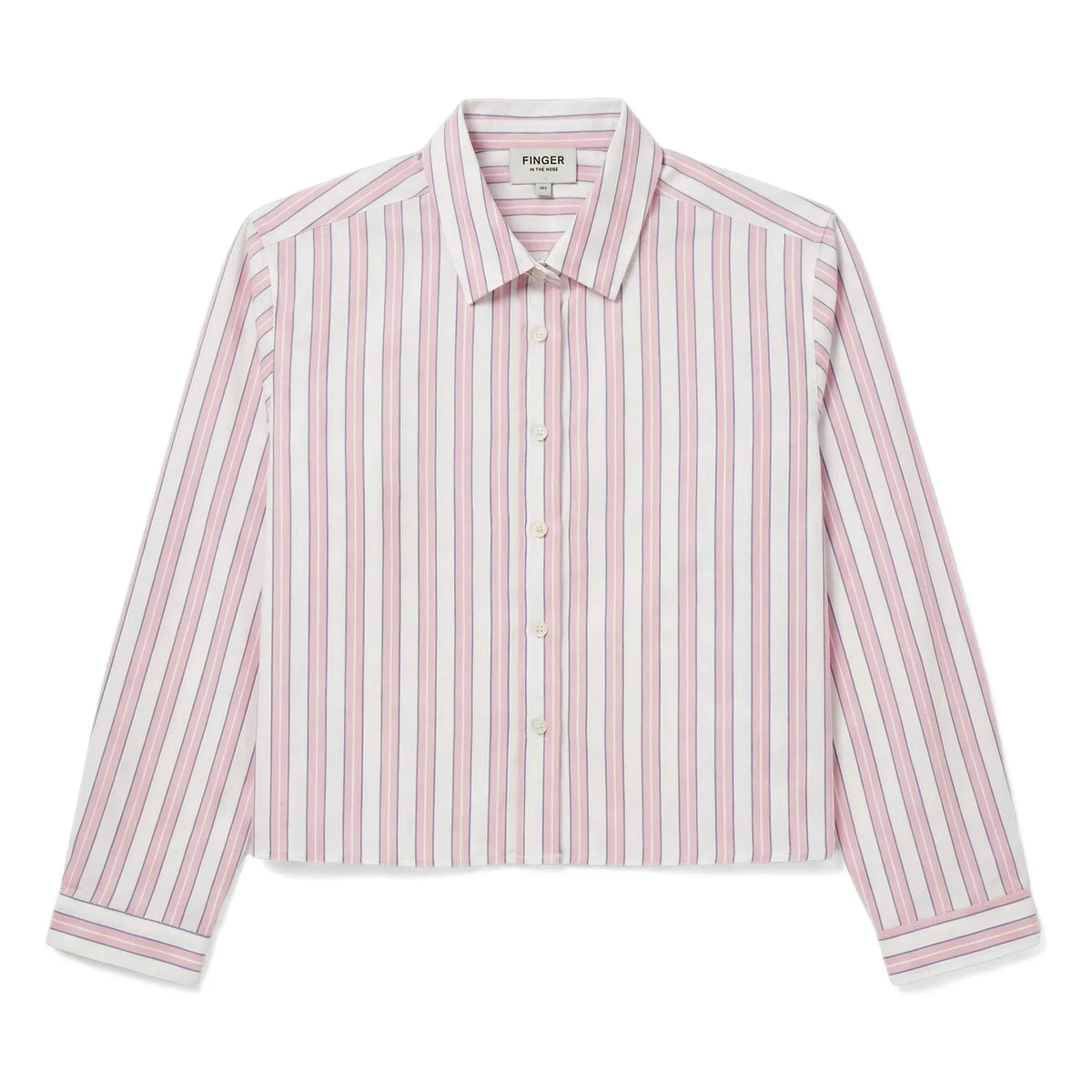 Finger in the nose - Crush Striped Short Shirt | Light Pink