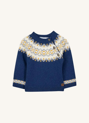 Tartine et Chocolat - Baby Wool Winter Jacquard Sweater | Indigo