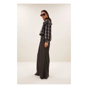 By Bar - Jacquard Checkered Blouse | Navy
