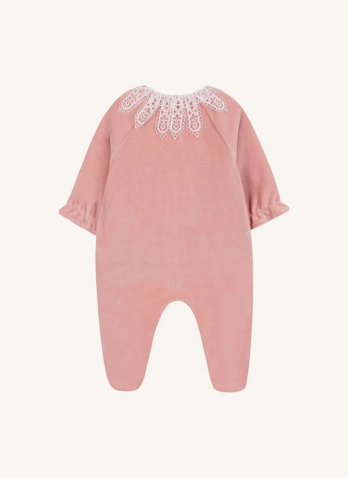 Tartine et Chocolat - Lace-Collared Pajamas | Peach