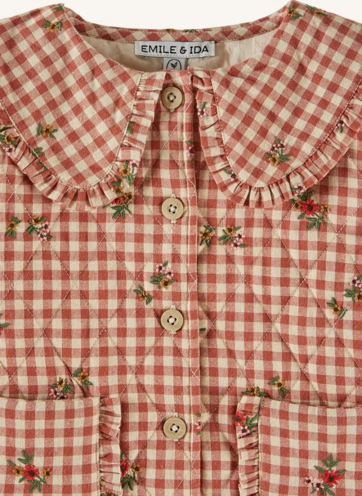 Emile et Ida - Vichy Quilted Jacket | Red