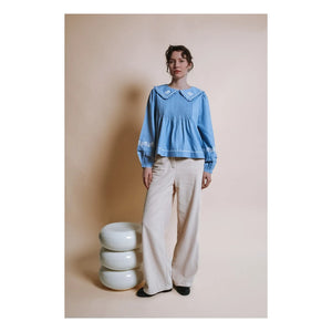 Emile et Ida - Elena Embroidered Blouse | Blue