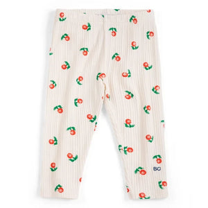 Bobo Choses - Organic Cotton Floral Rib Leggings | Ecru
