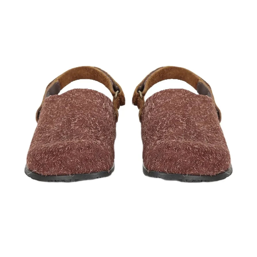 Bobo Choses - Garden Fur Leather Slippers | Dark Brown