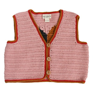 Kalinka - Linden Crochet Sleeveless Merino Wool Vest | Pink