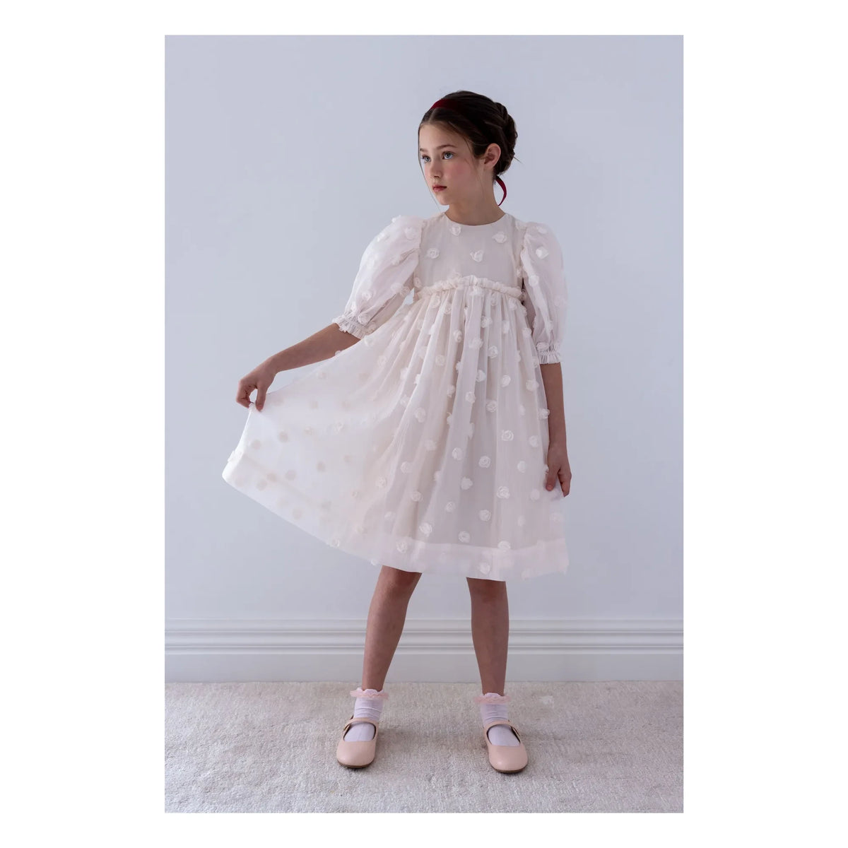 petite Amalie - Roses Organza Dress | Lychee Pink