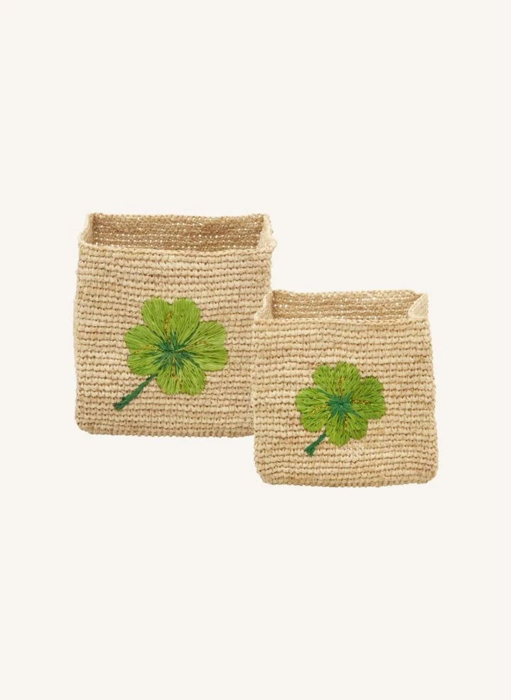 Rice - Clover leaf-shaped storage baskets - Set of 2