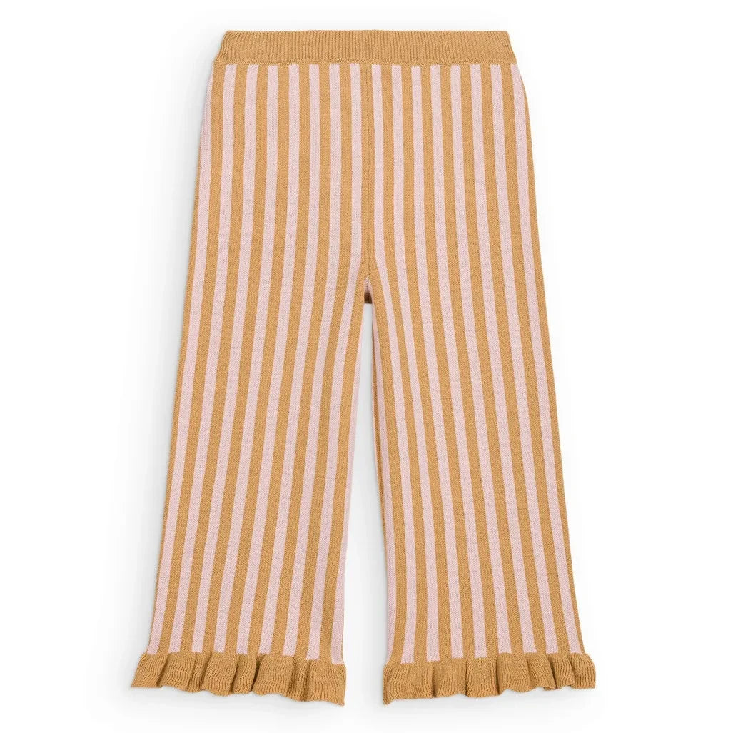Louise Misha - Salia Striped Knit Trousers | Caramel