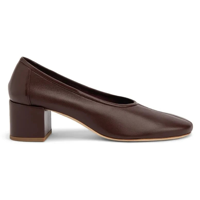 BY FAR - Prudence Leather Heeled Ballerina Shoes | Brown