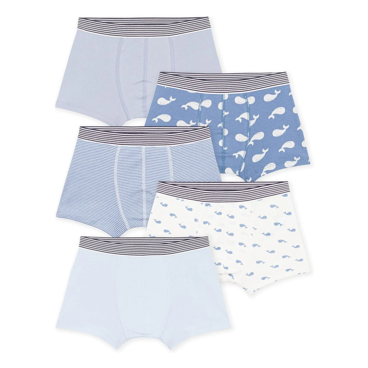 Petit Bateau - 5-Pack Organic Cotton Whale Print Boxers | Blue