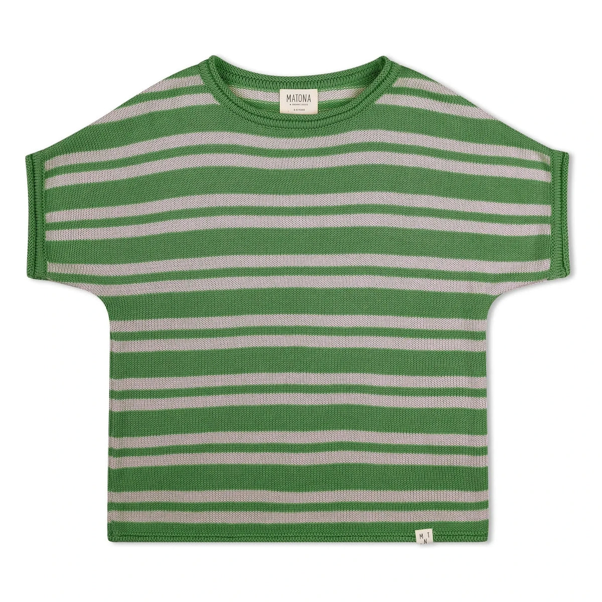 Matona - Striped Organic Cotton Fine Knit T-Shirt | Green