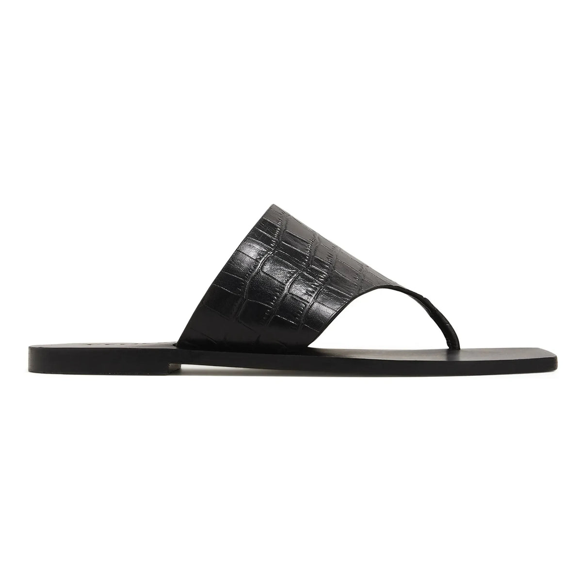 A. Emery - Crocodile Patterned Nose Sandals | Black