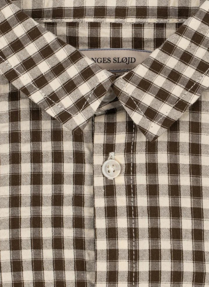 Konges Sløjd - Kim Checked Seersucker Shirt, Organic Cotton | Brown