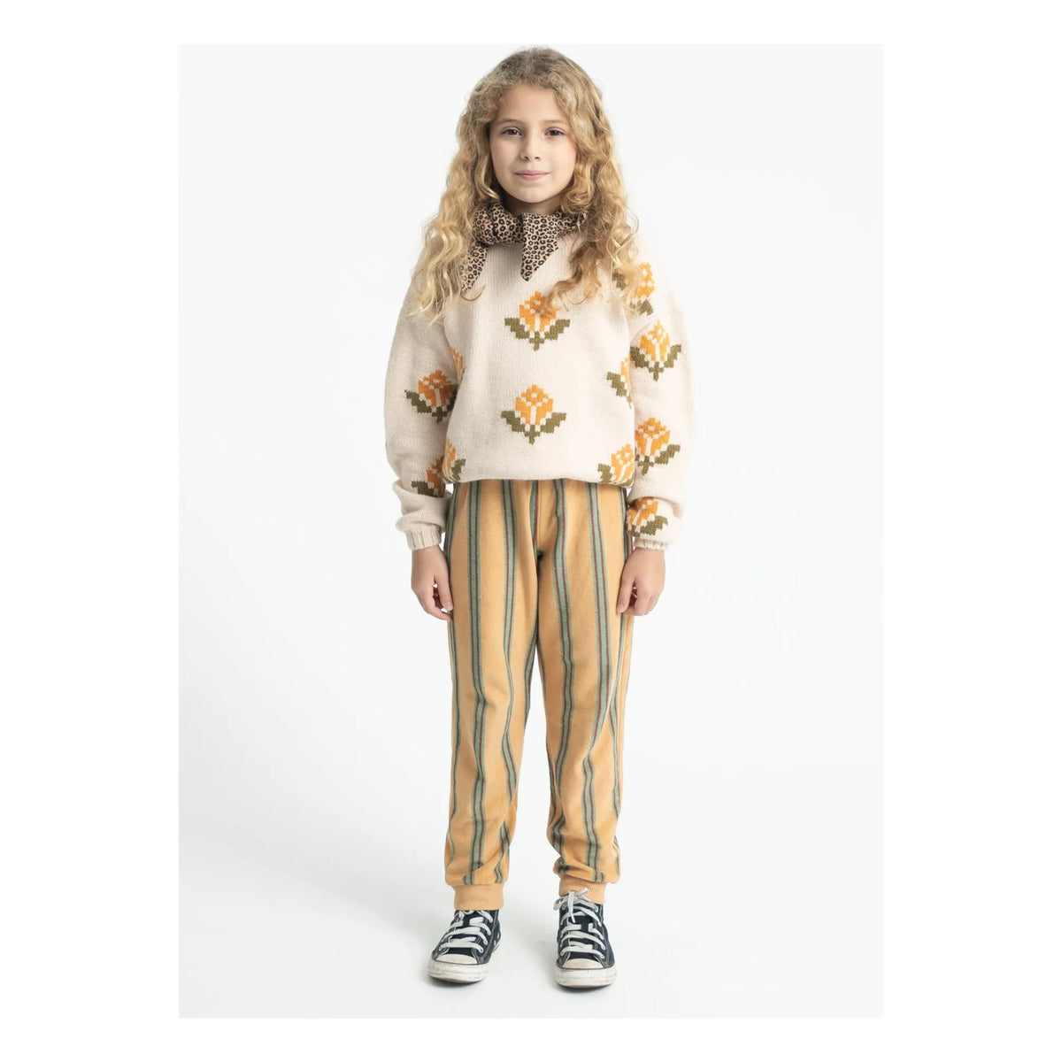Piupiuchick - Organic Cotton Terry Striped Jogger Trousers | Yellow