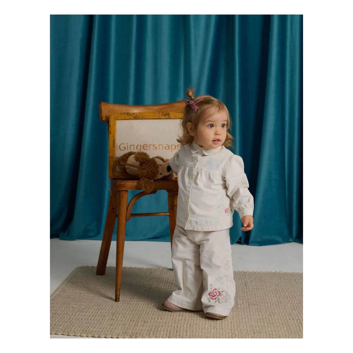 Gingersnaps - Edith Embroidered Ribbed Blouse | Ecru