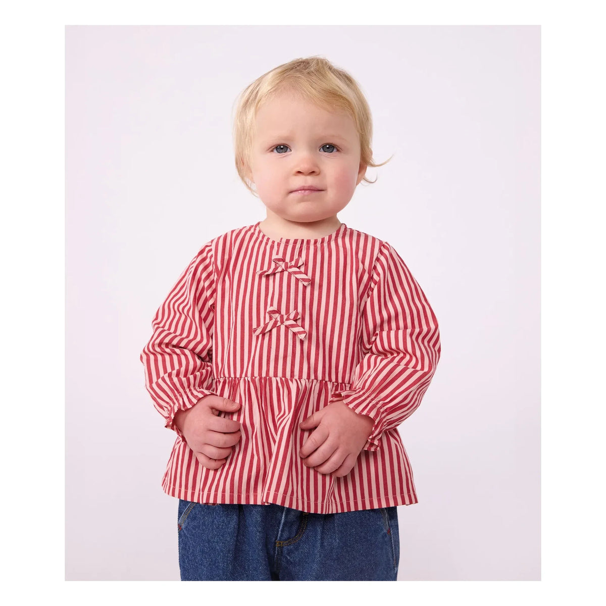Petit Bateau - Striped Organic Cotton Baby Blouse | Pink