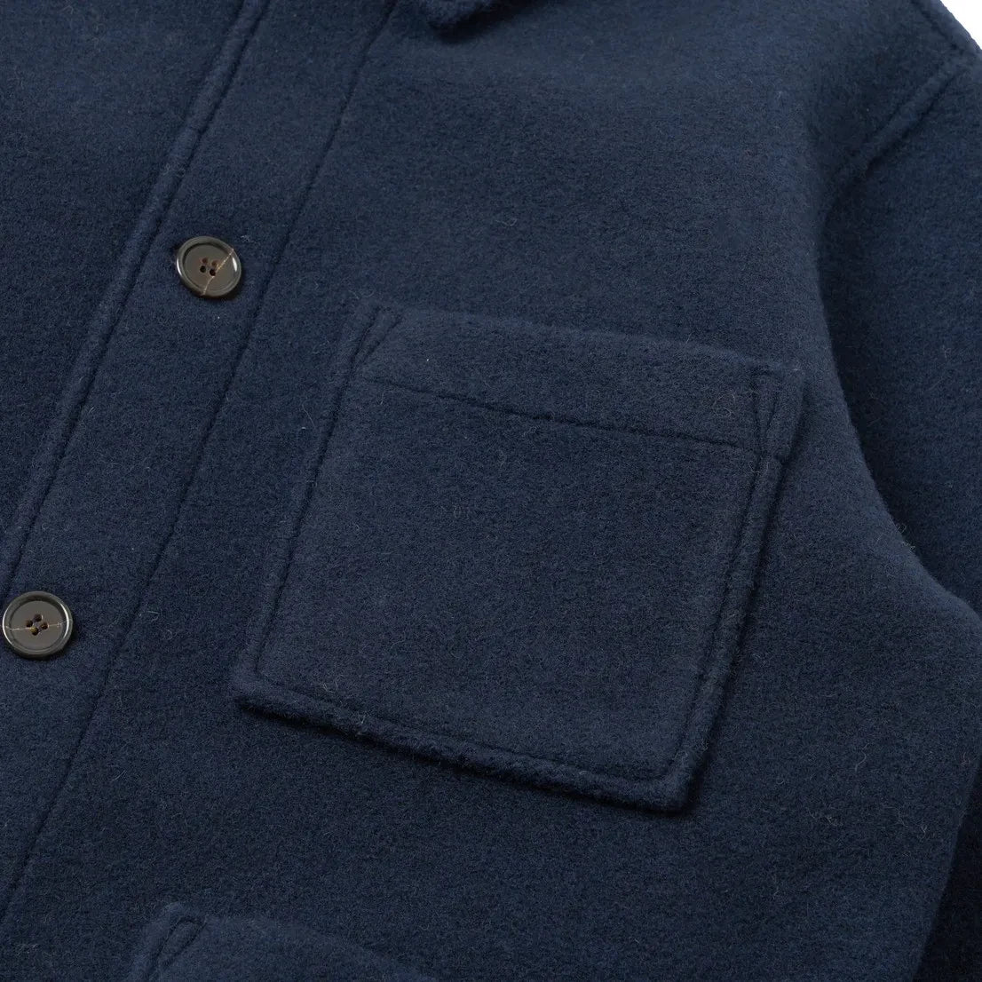 Universal Works - Tag Wool Overshirt | Dark Blue