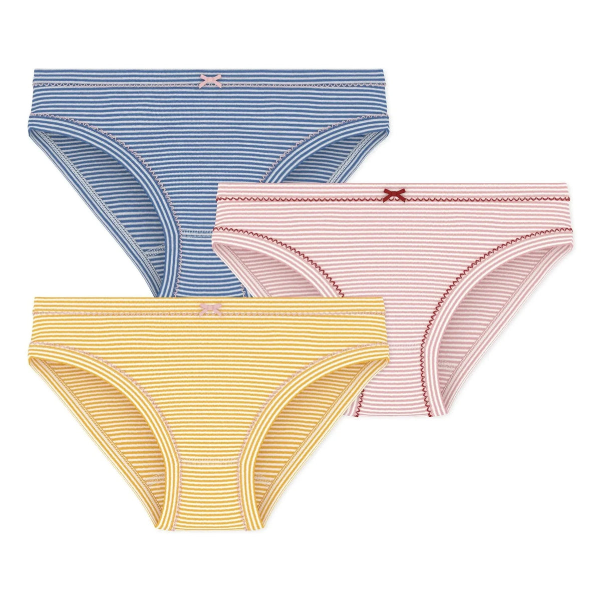 Petit Bateau - Milleraies Organic Cotton Striped Panty Set of 3 | Yellow