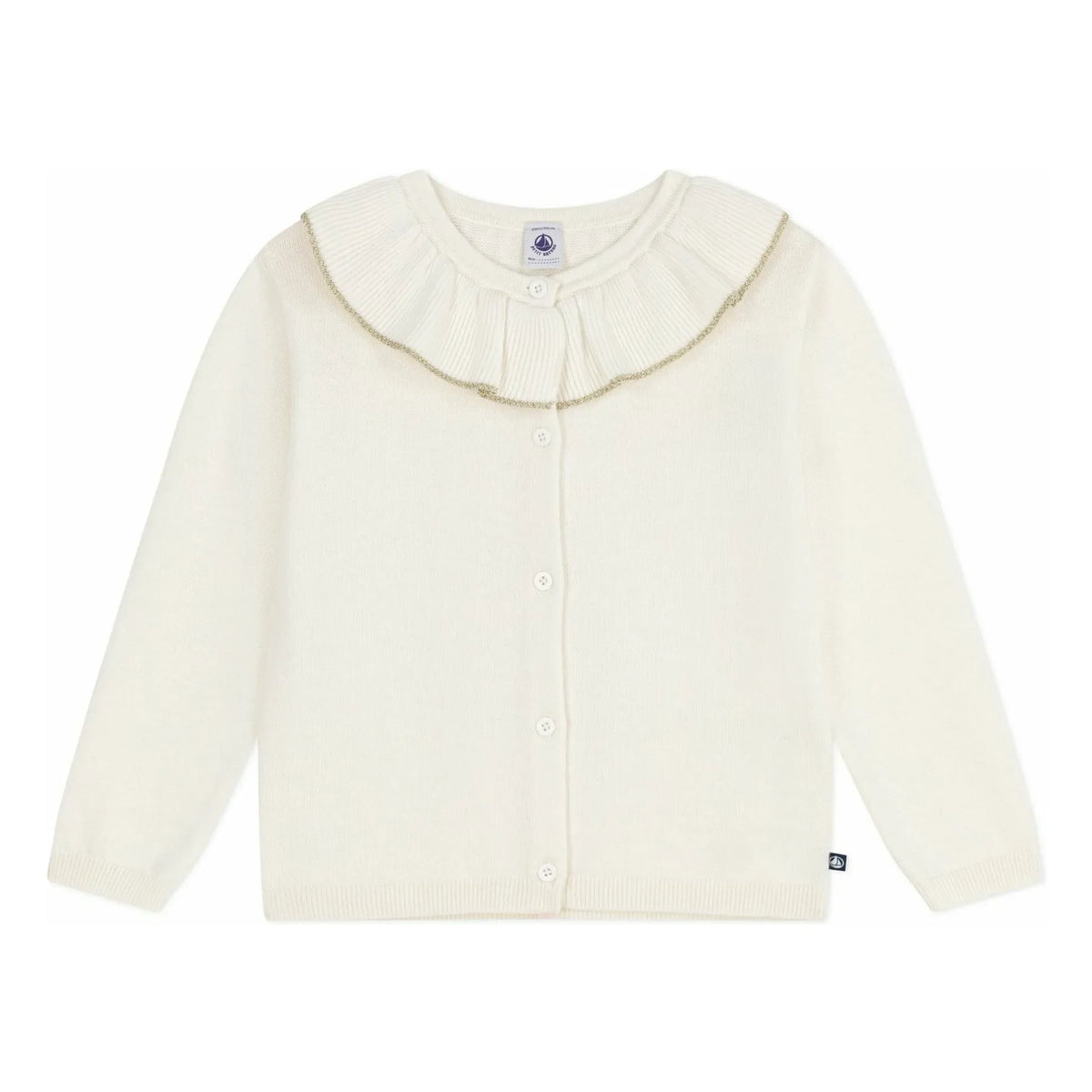 Petit Bateau - Wool Sparkly Collar Sweater Vest | Ecru