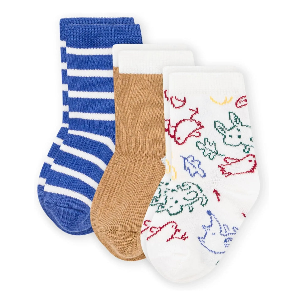 Petit Bateau - 3 Pairs of Animal Socks Pack | Ecru