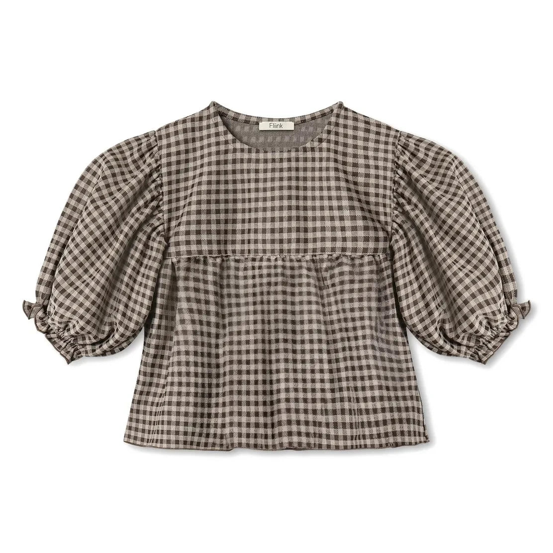 Fliink - Ella Check Organic Cotton Blouse | Brown