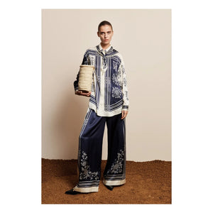 Alémais - Banderra Silk Scarf Shirt | Navy