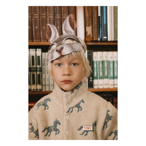 Tinycottons - Horse Patterned Sherpa Style Zippered Sweatshirt | Cream