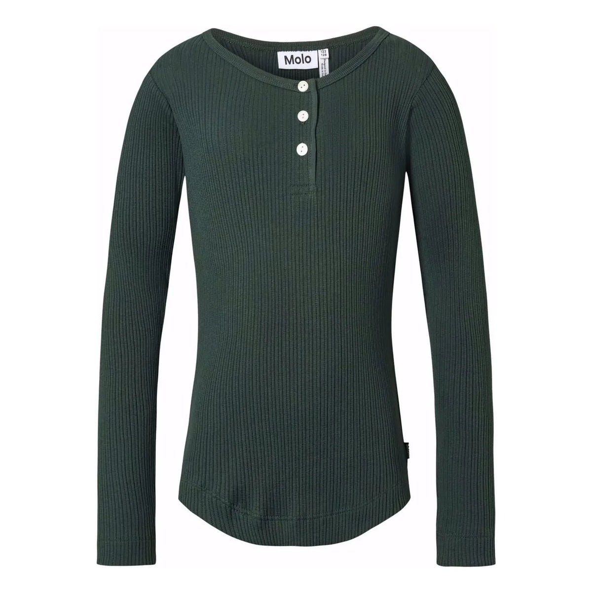 Molo - Ruby Organic Cotton 3-Button T-Shirt | Chrome Green