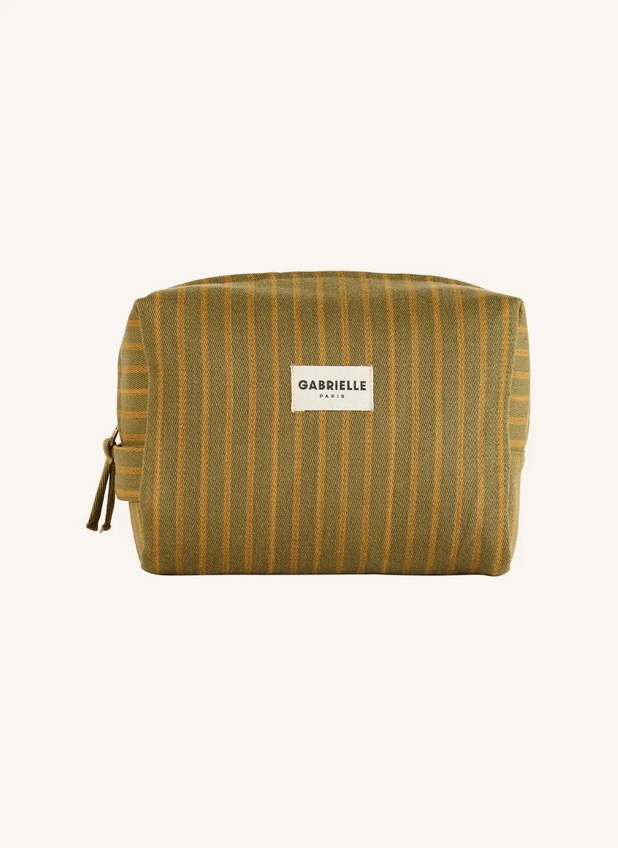 Gabrielle Paris - Rivoli Striped Makeup Bag | Khaki