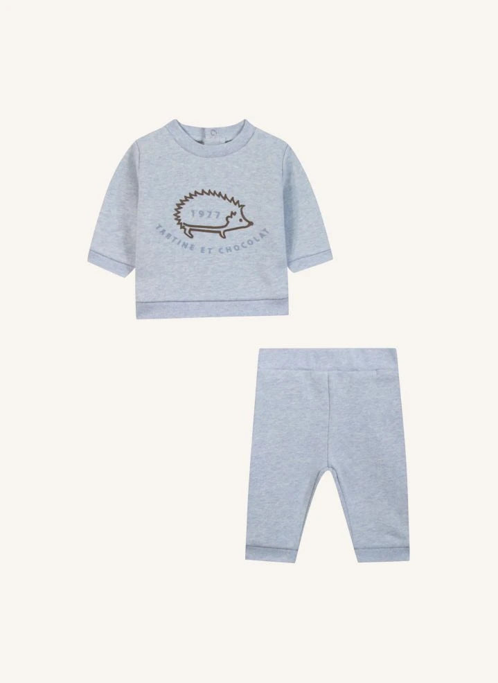 Tartine et Chocolat - Chiné Sweatshirt and Jogger Set | Sky Blue